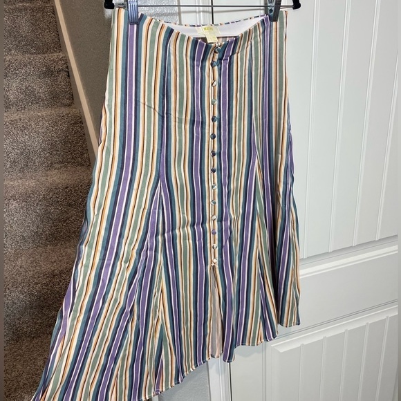 Anthropologie | Maeve Striped Button Freya Midi Skirt - Picture 5 of 10